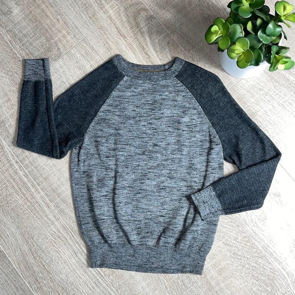 CAT & JACK Gray Black Crew Neck Long Sleeve Sweater Boys Size Small